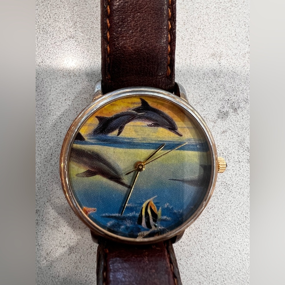 Dolphin watch  brown band
